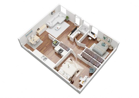 Floor plan for 2 beds, 1 bath, 780 sqft